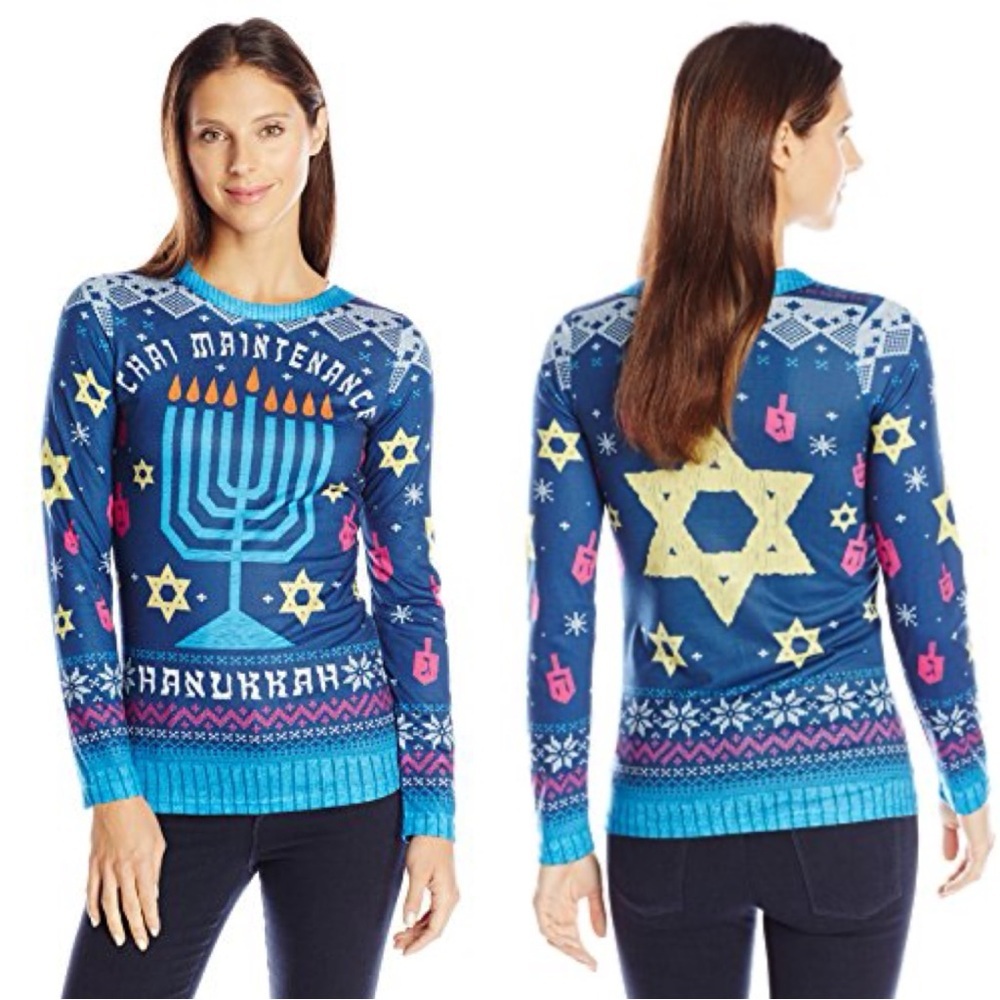 Faux Real Chai Maintenance Hanukkah Sweater